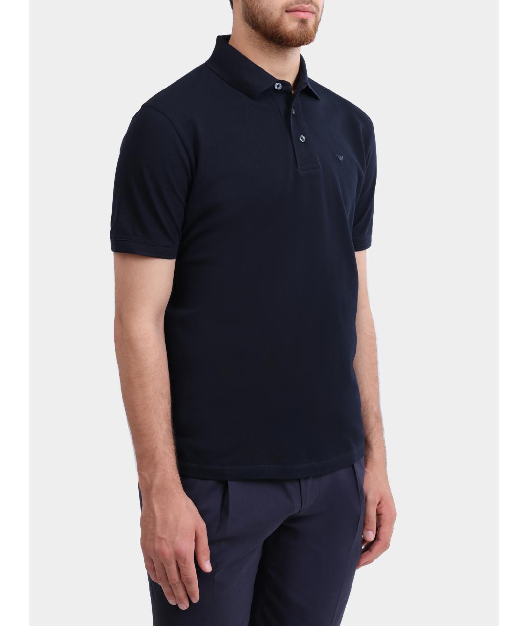 EMPORIO ARMANI Темно-синее поло с коротким рукавом, фото 4
