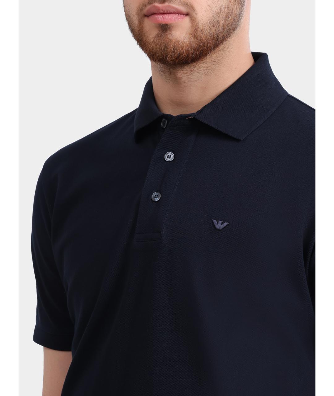 EMPORIO ARMANI Темно-синее поло с коротким рукавом, фото 3
