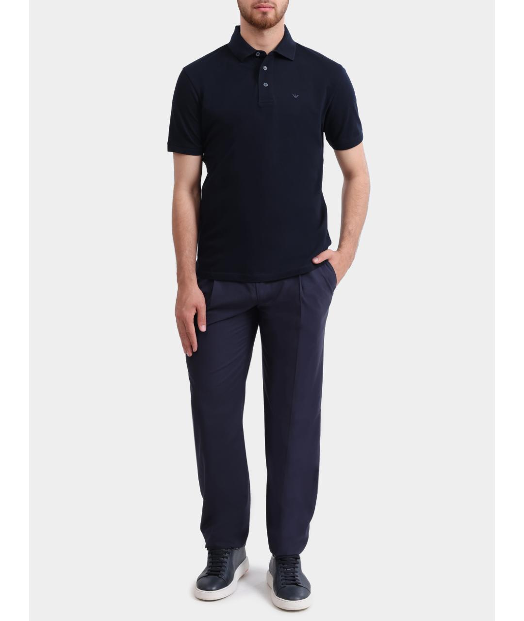 EMPORIO ARMANI Темно-синее поло с коротким рукавом, фото 2