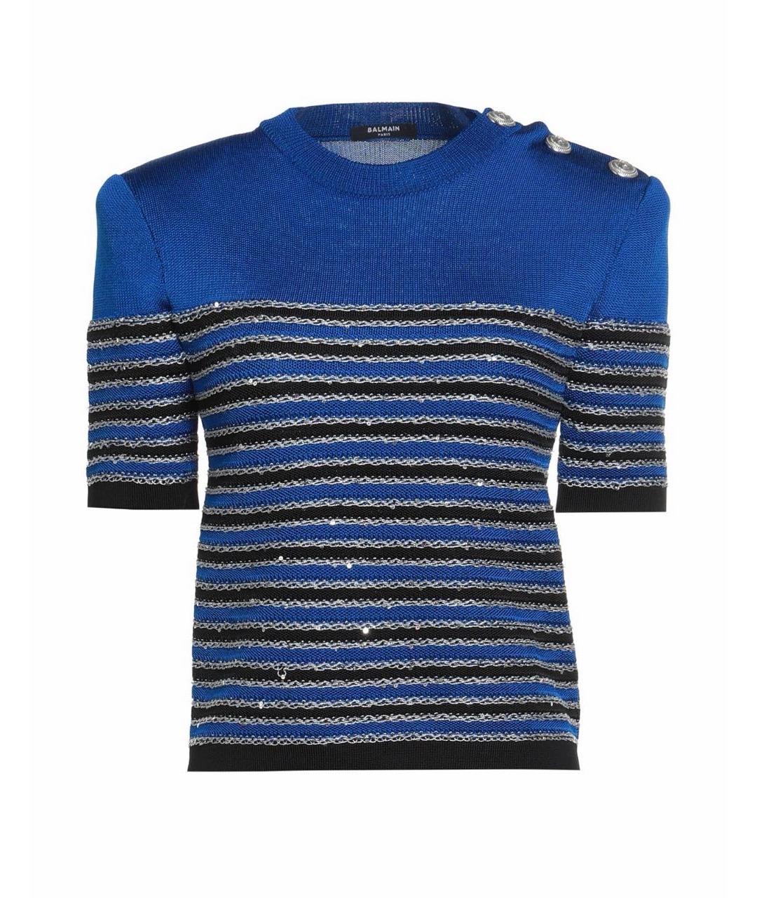 BALMAIN Синий вискозный джемпер / свитер, фото 1