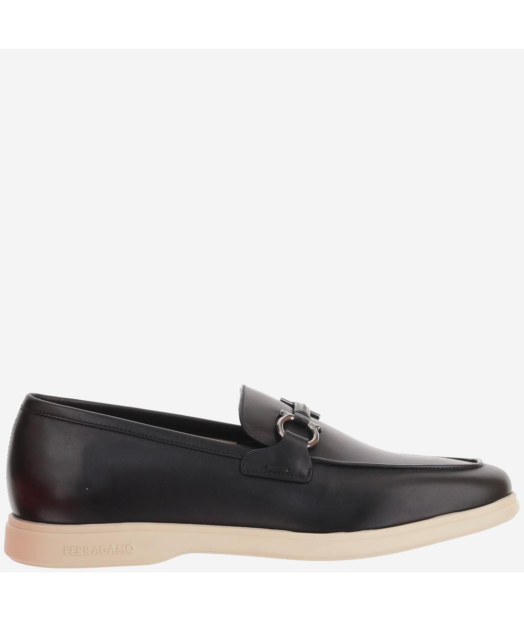 FERRAGAMO Черные кожаные лоферы, фото 6