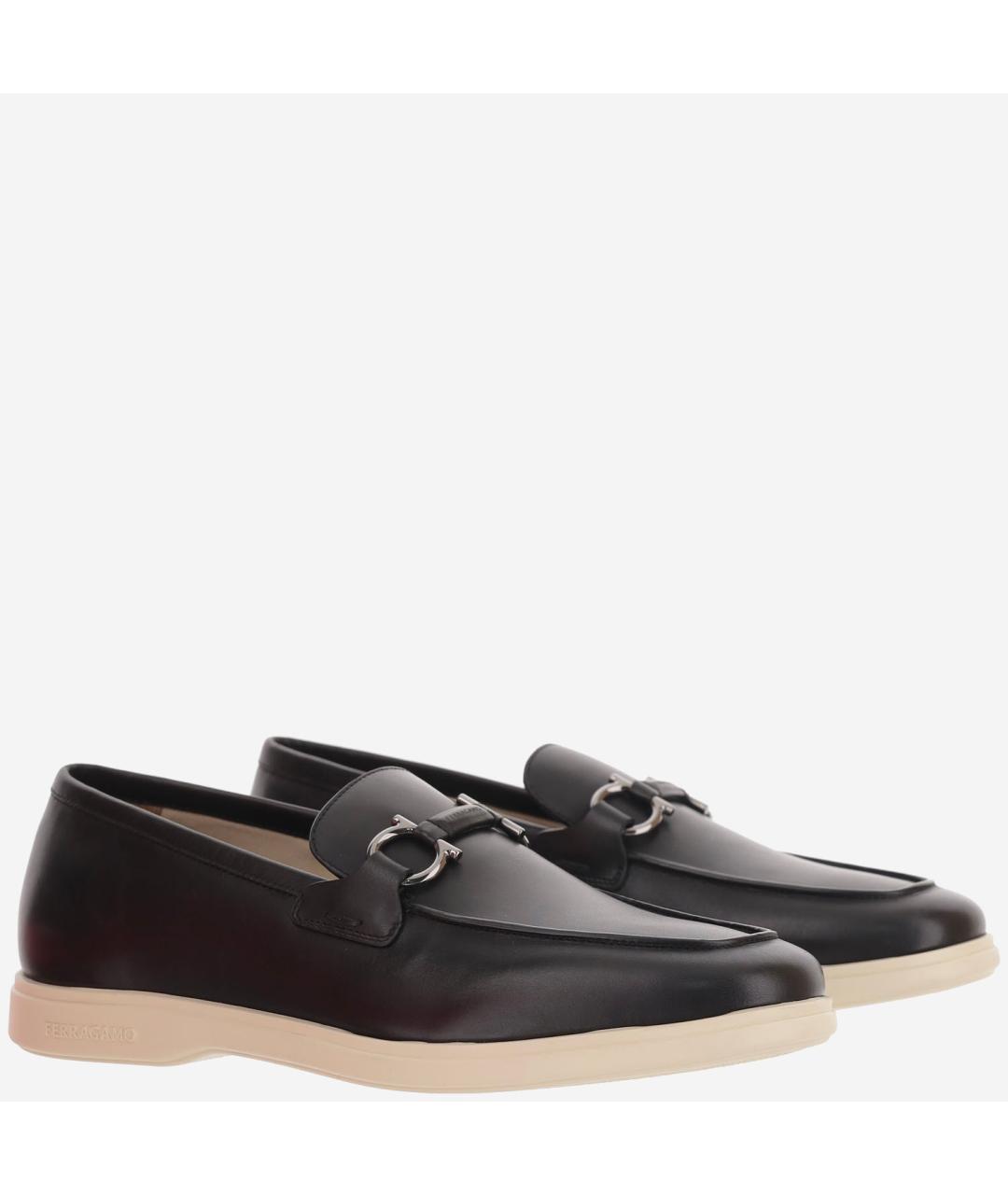 FERRAGAMO Черные кожаные лоферы, фото 3