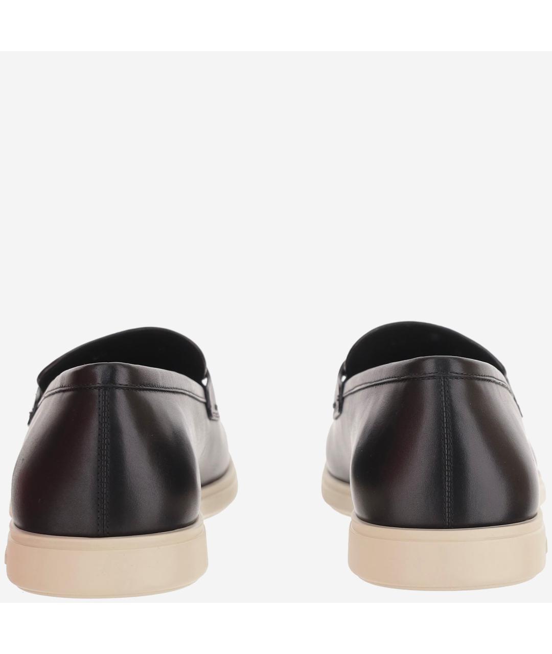 FERRAGAMO Черные кожаные лоферы, фото 4