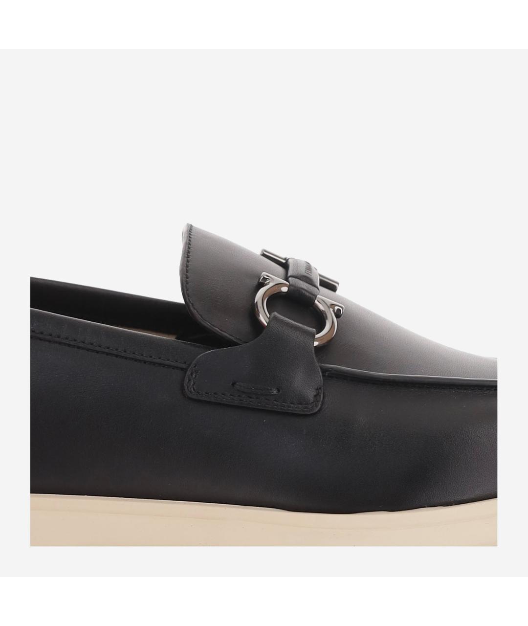 FERRAGAMO Черные кожаные лоферы, фото 5
