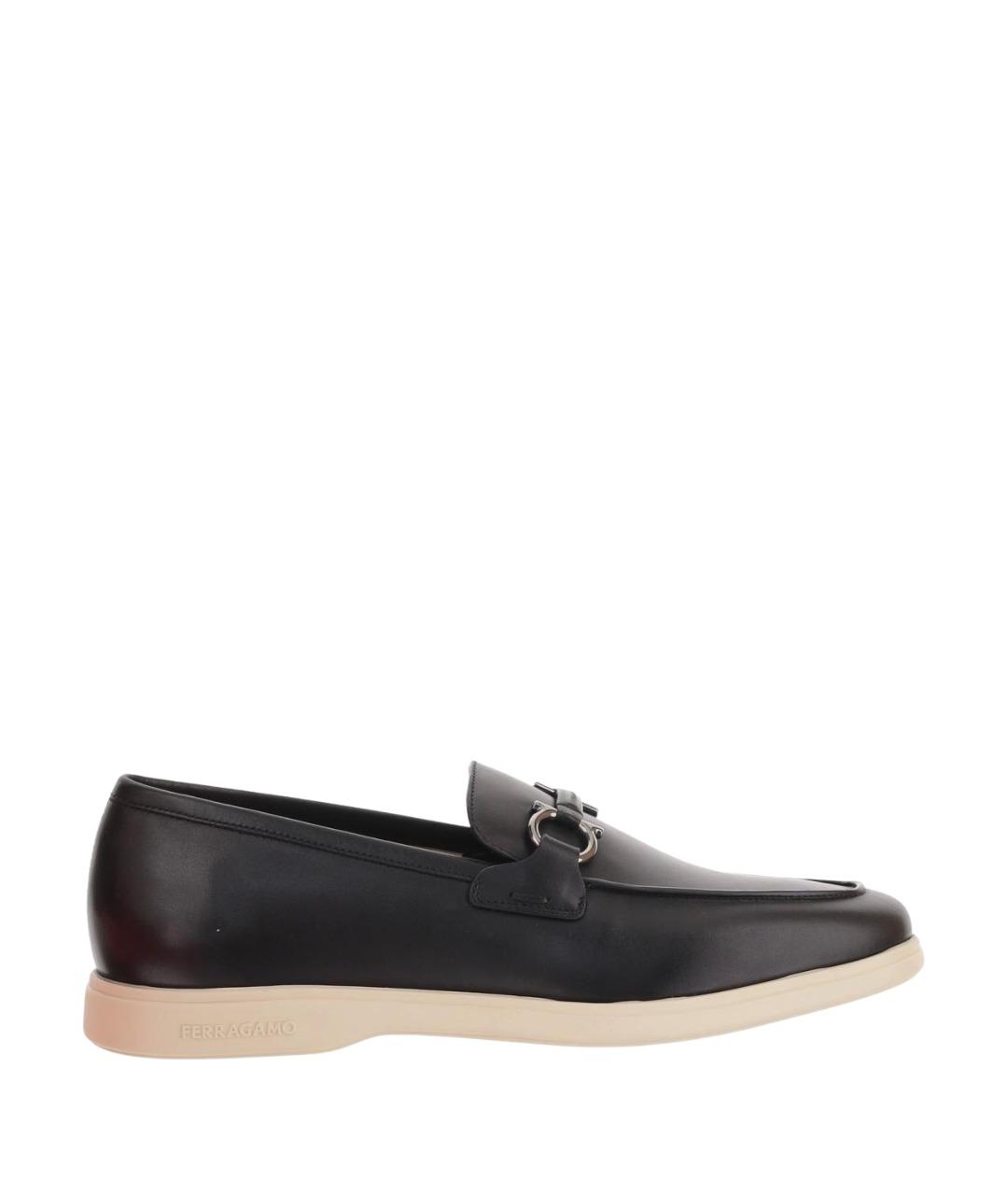 FERRAGAMO Черные кожаные лоферы, фото 1
