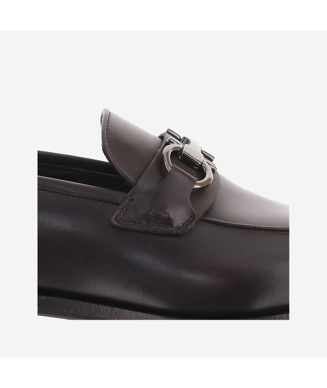 FERRAGAMO Коричневые кожаные лоферы, фото 5