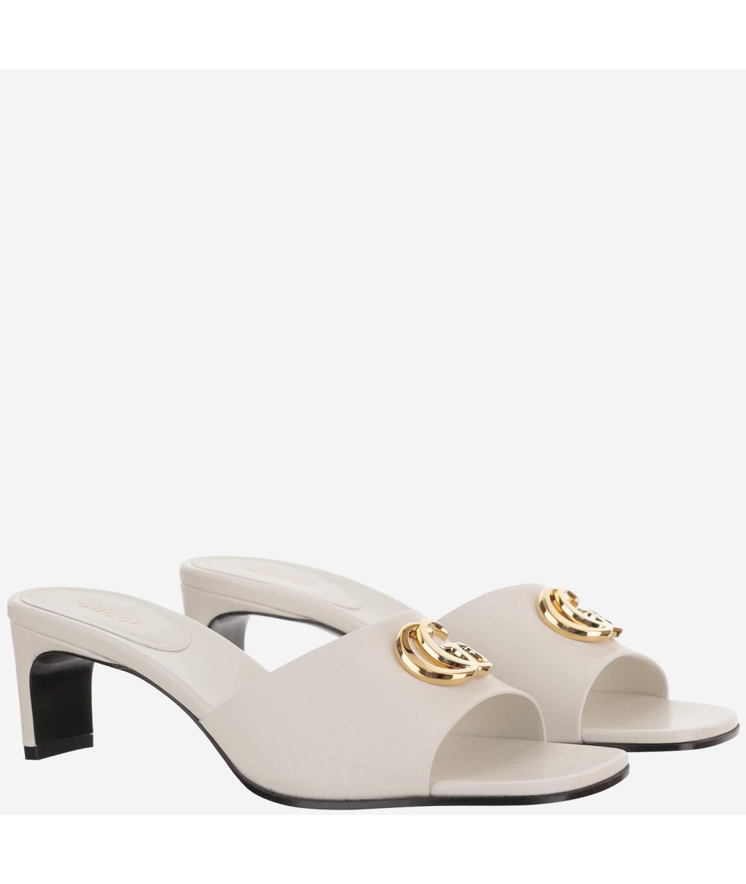 GUCCI Белые кожаные мюли, фото 2