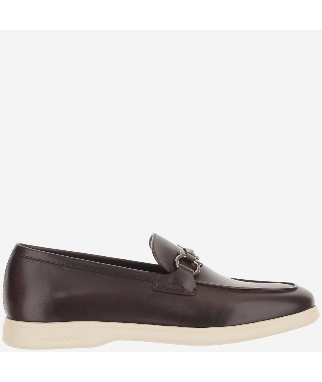 FERRAGAMO Коричневые кожаные лоферы, фото 6