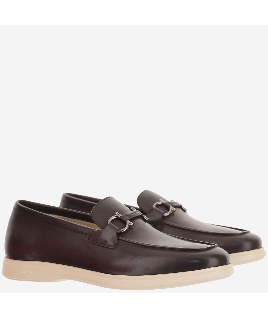 FERRAGAMO Коричневые кожаные лоферы, фото 3