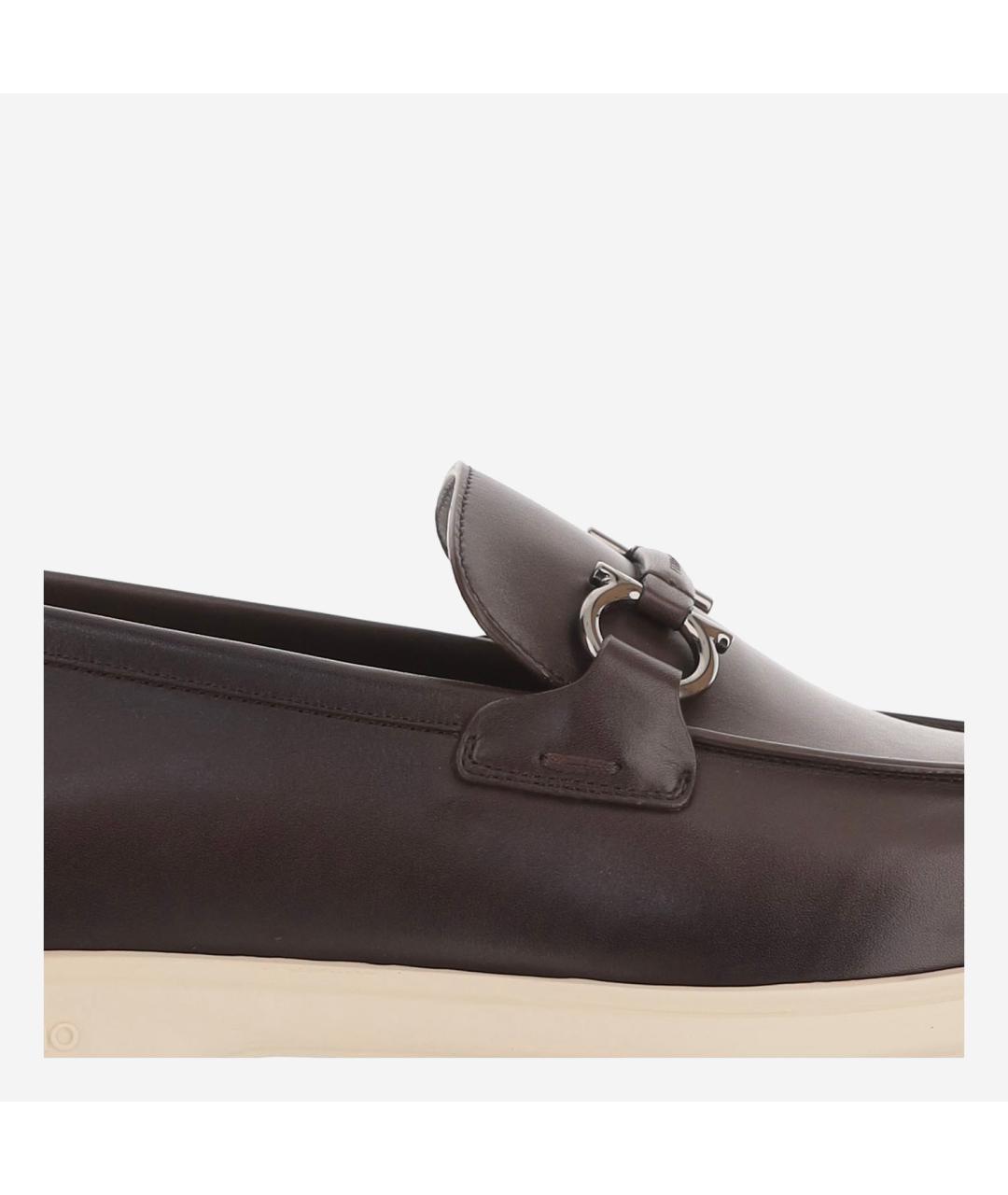 FERRAGAMO Коричневые кожаные лоферы, фото 5