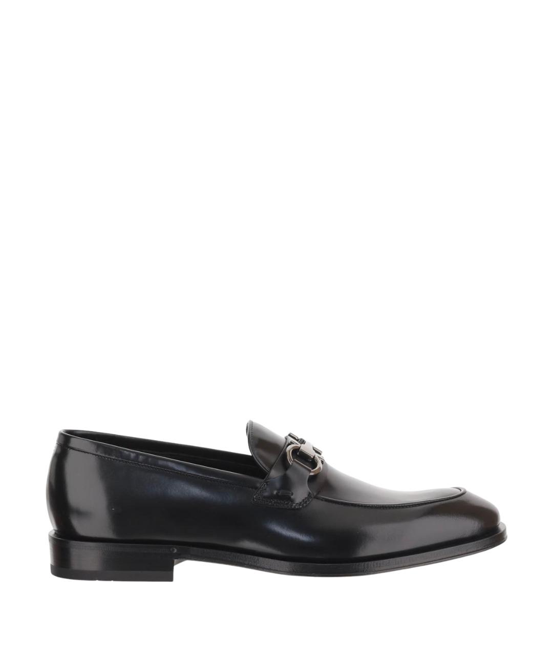 FERRAGAMO Черные кожаные лоферы, фото 1