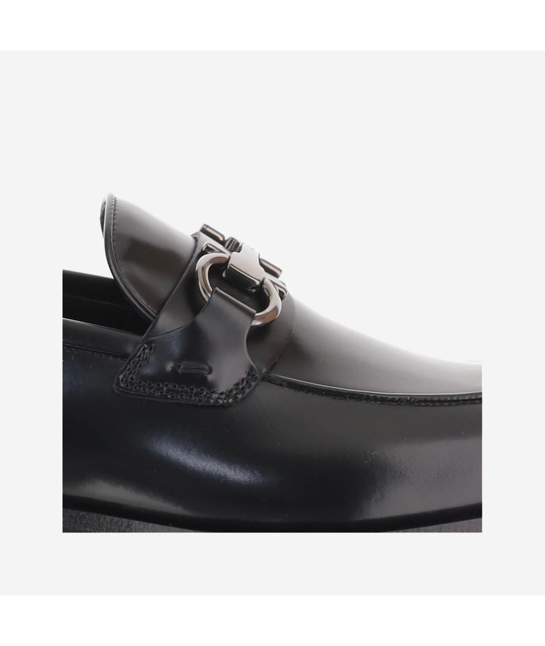 FERRAGAMO Черные кожаные лоферы, фото 5