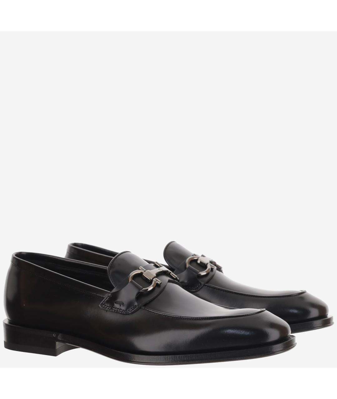FERRAGAMO Черные кожаные лоферы, фото 3