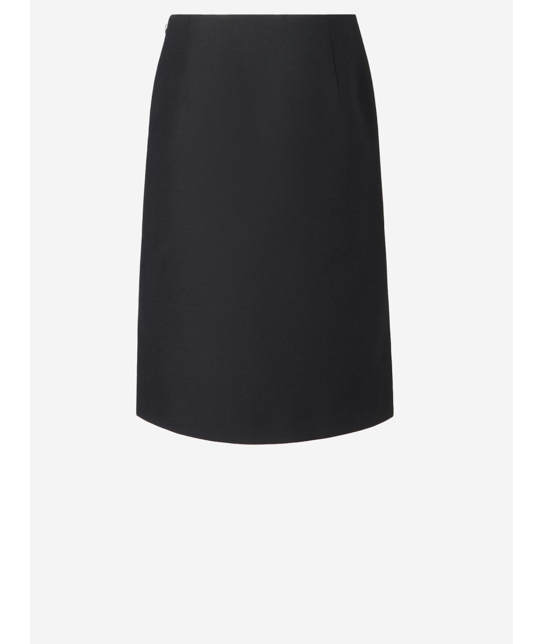 FENDI Черная шерстяная юбка миди, фото 2