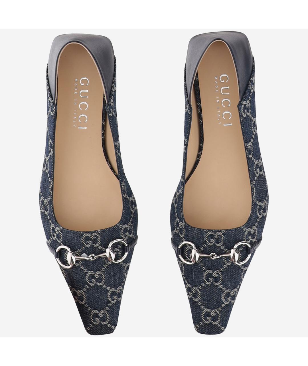 GUCCI Синие текстильные балетки, фото 2