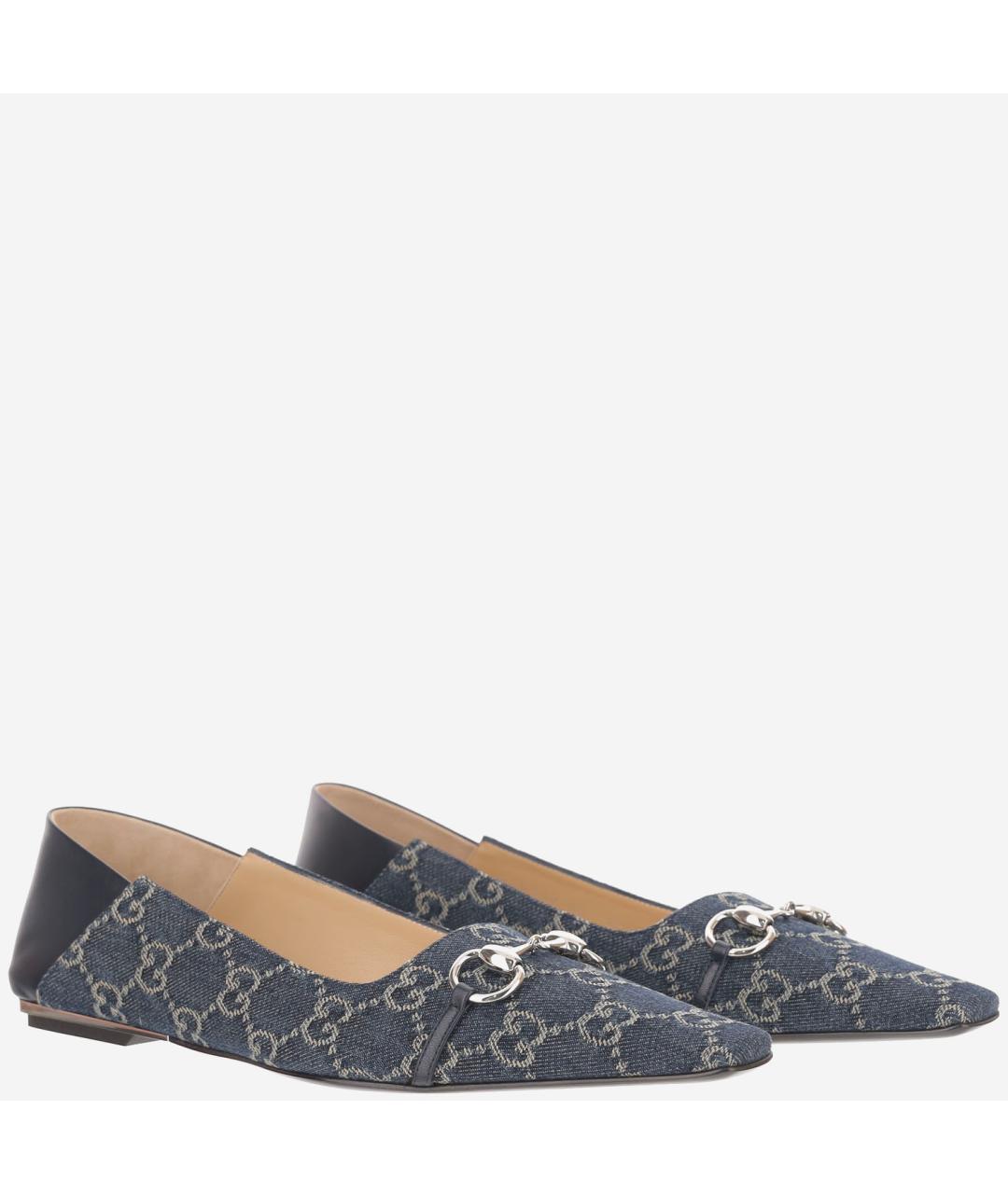 GUCCI Синие текстильные балетки, фото 3