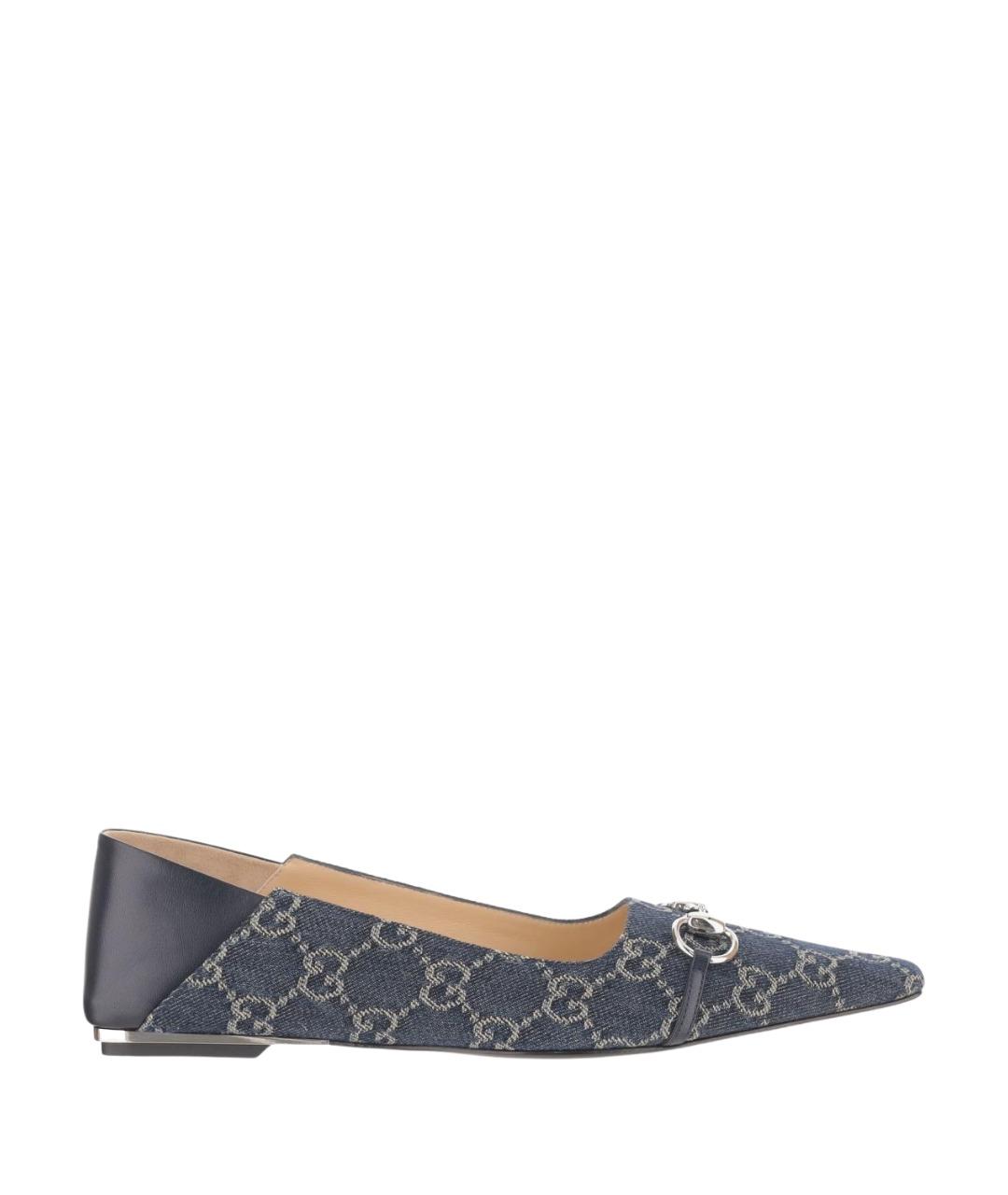 GUCCI Синие текстильные балетки, фото 1