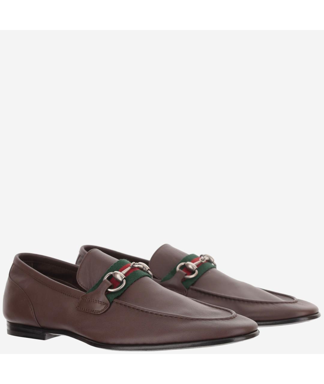 GUCCI Коричневые кожаные лоферы, фото 3