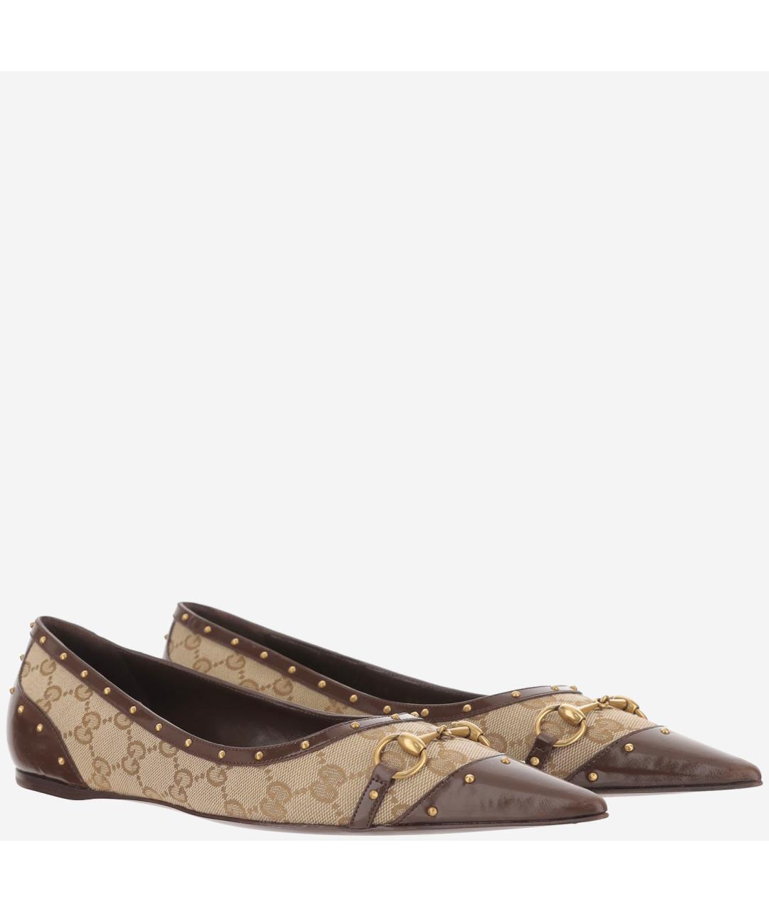 GUCCI Бежевые текстильные балетки, фото 3