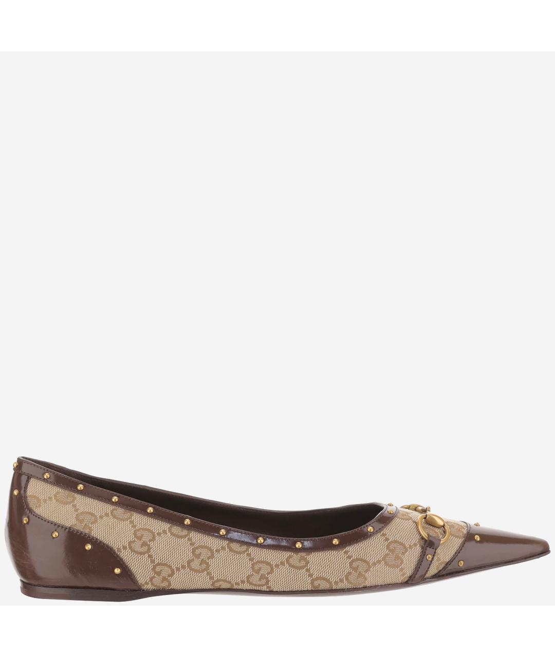GUCCI Бежевые текстильные балетки, фото 6