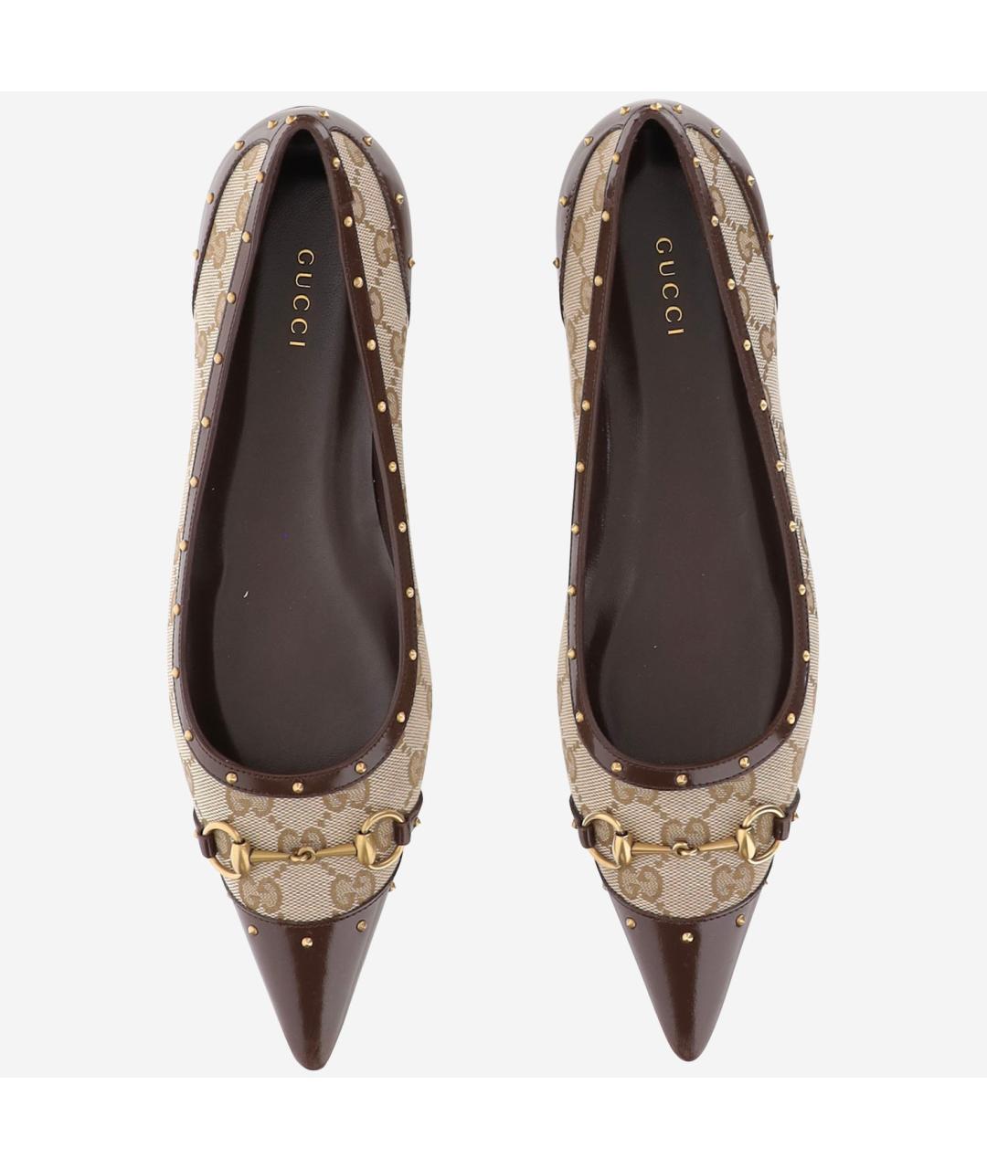 GUCCI Бежевые текстильные балетки, фото 2