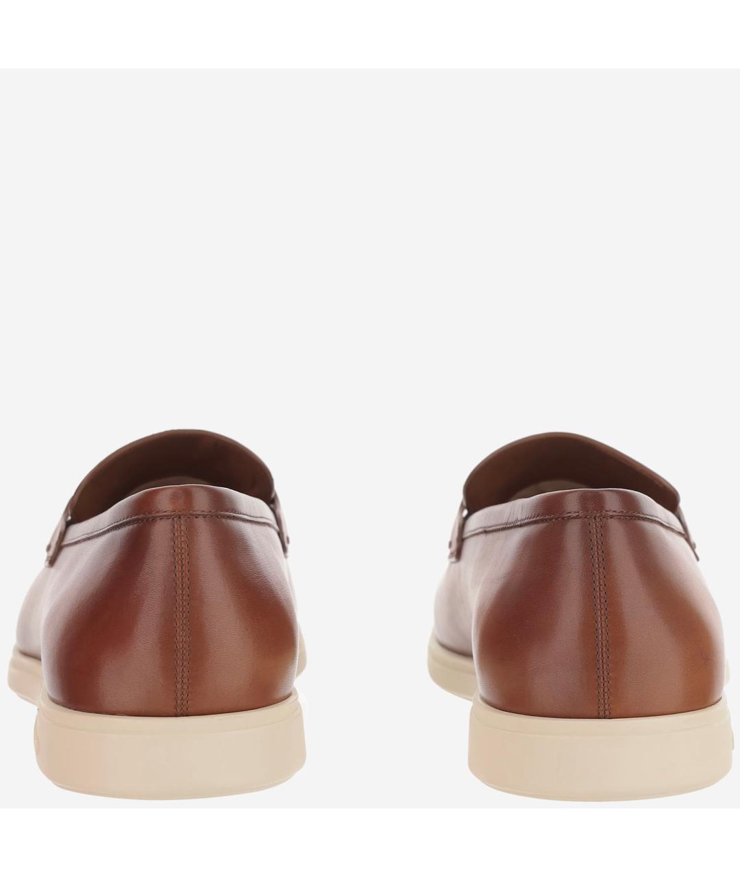 FERRAGAMO Коричневые кожаные лоферы, фото 4