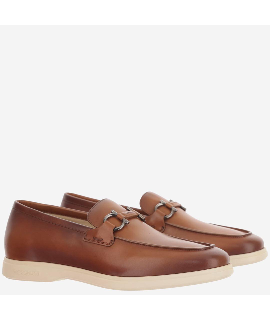 FERRAGAMO Коричневые кожаные лоферы, фото 3
