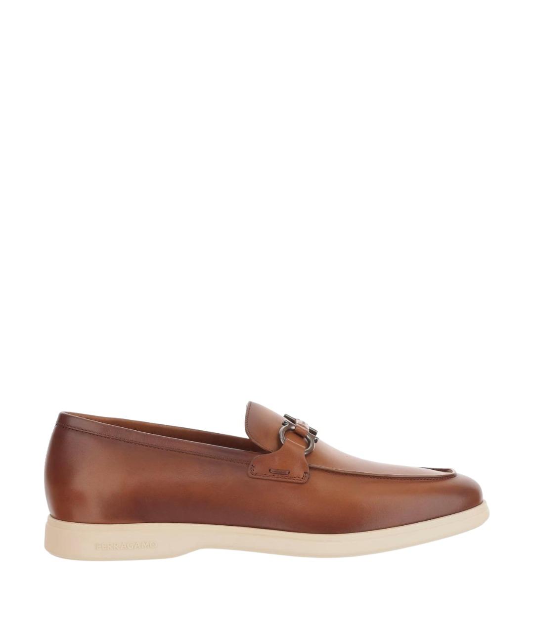 FERRAGAMO Коричневые кожаные лоферы, фото 1