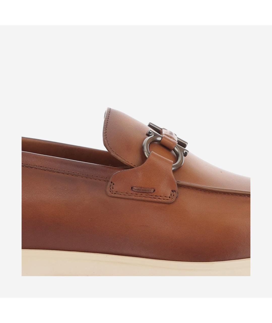 FERRAGAMO Коричневые кожаные лоферы, фото 5