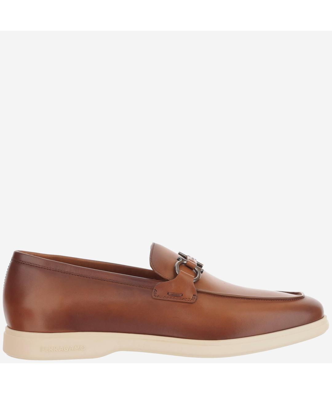 FERRAGAMO Коричневые кожаные лоферы, фото 6