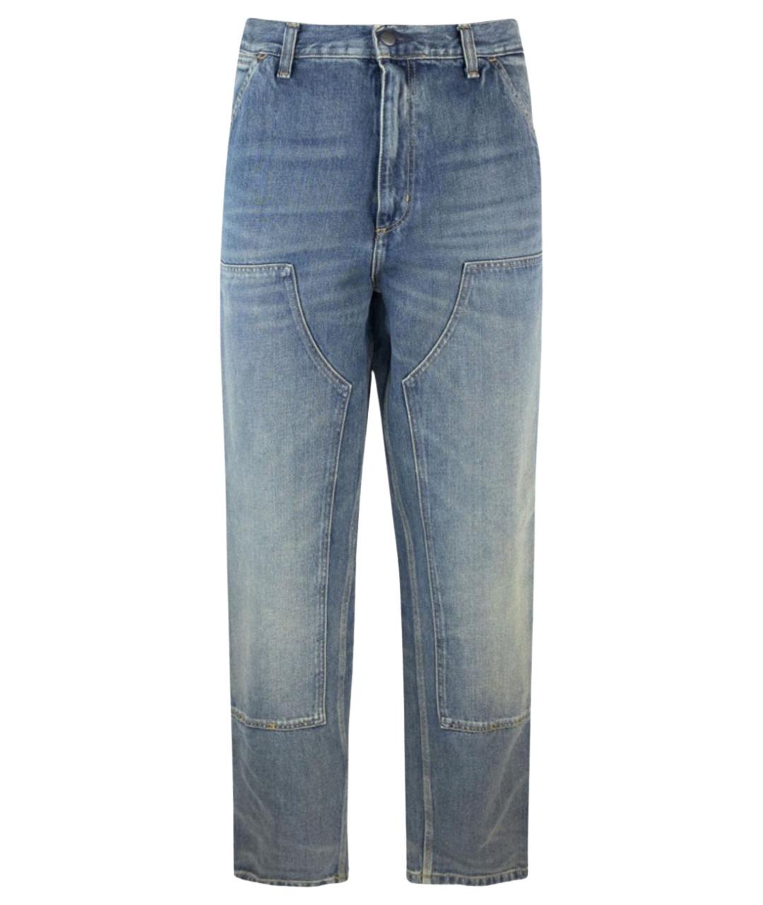 CARHARTT WIP Голубые хлопковые прямые джинсы, фото 1