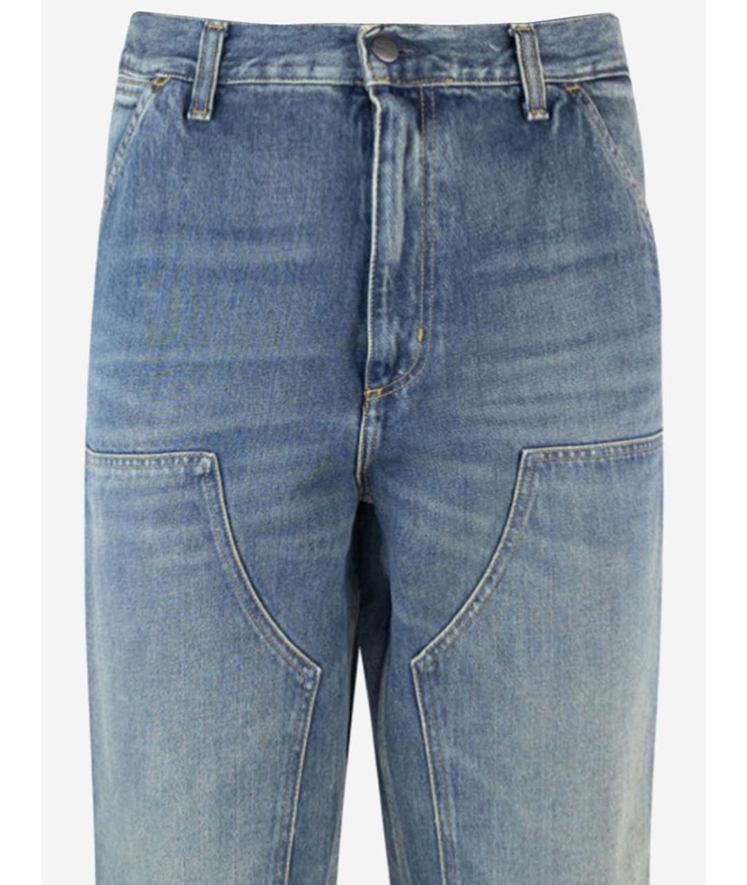 CARHARTT WIP Голубые хлопковые прямые джинсы, фото 3