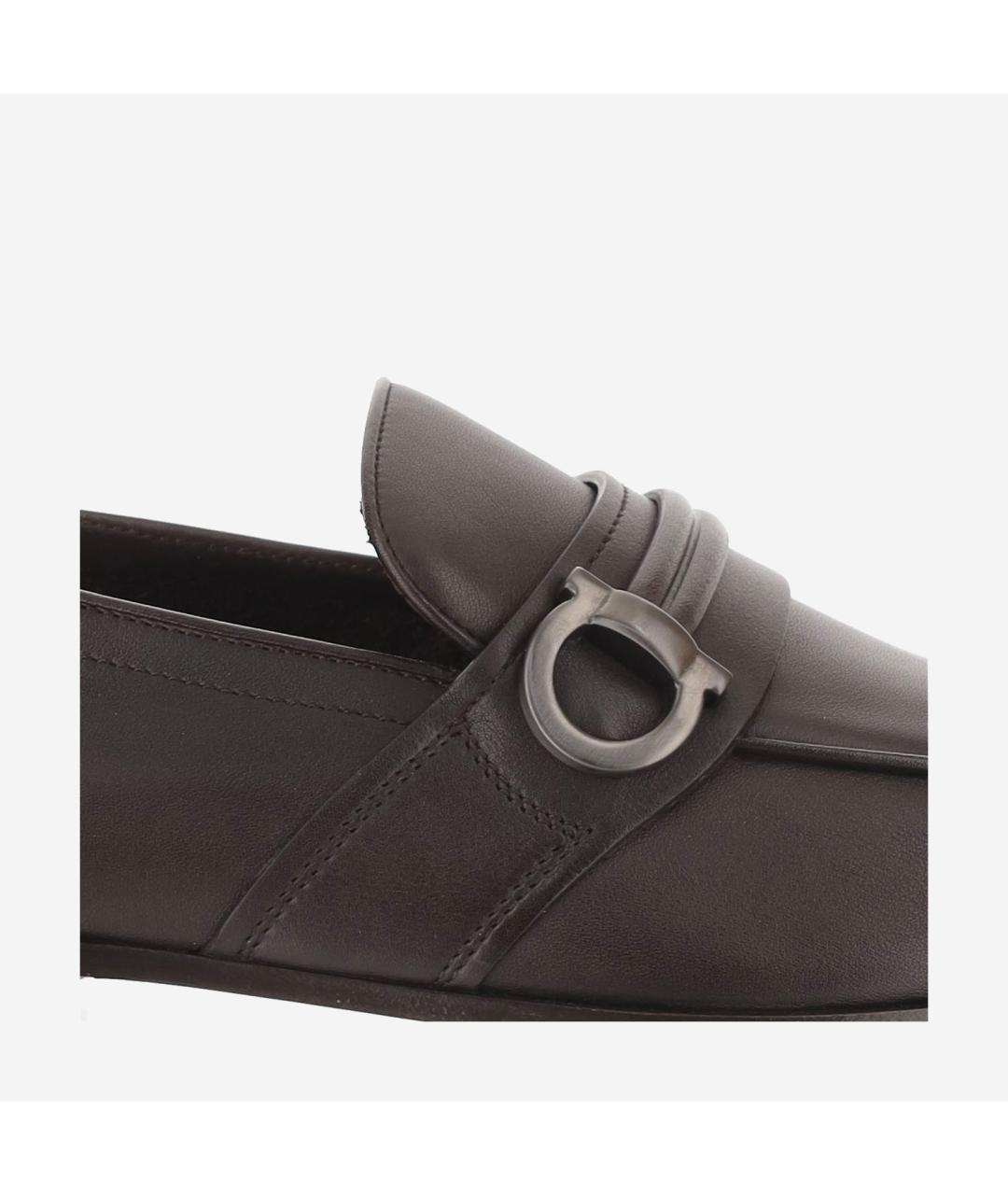 FERRAGAMO Коричневые кожаные туфли, фото 5