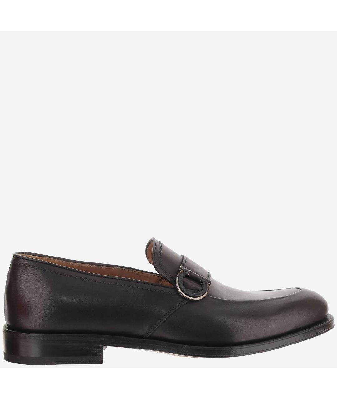 FERRAGAMO Черные кожаные лоферы, фото 6