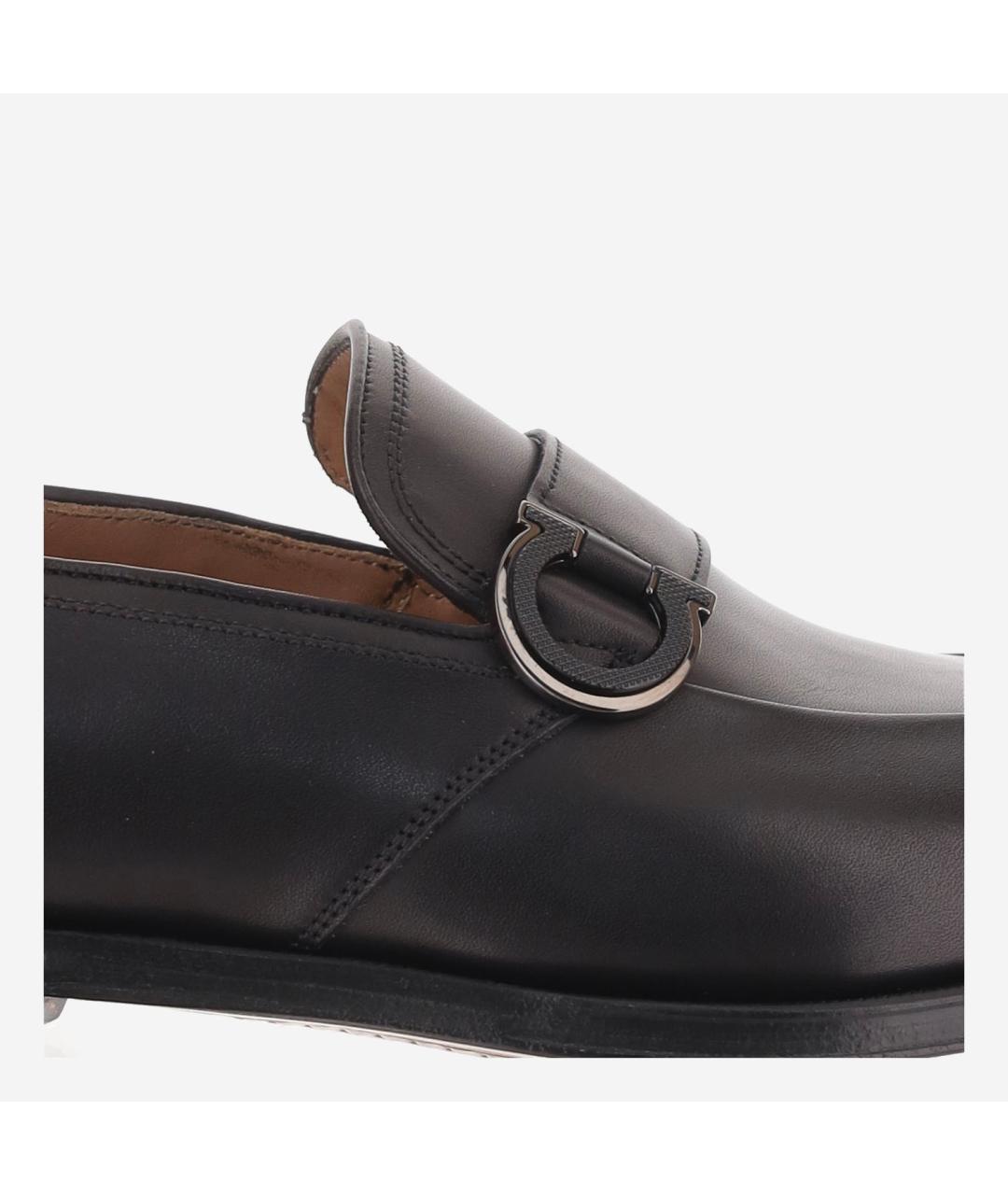 FERRAGAMO Черные кожаные лоферы, фото 5