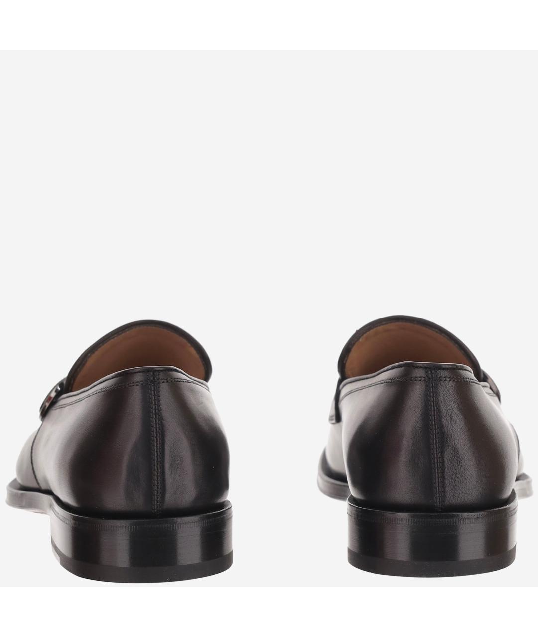 FERRAGAMO Черные кожаные лоферы, фото 4