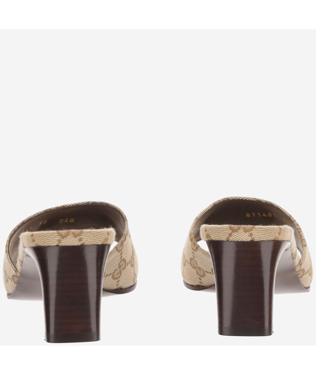 GUCCI Бежевые текстильные мюли, фото 3