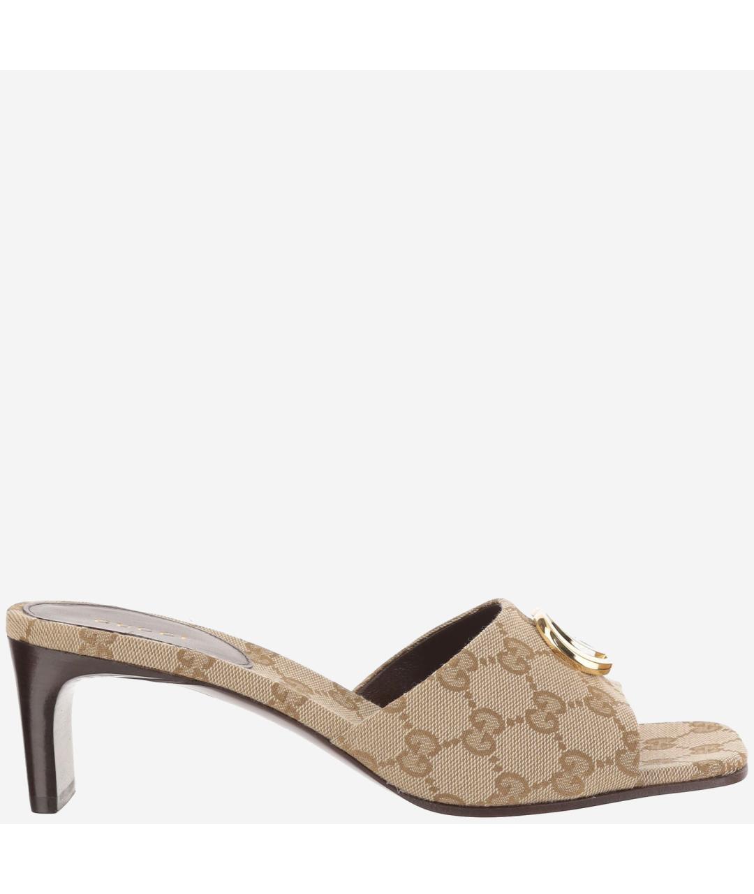 GUCCI Бежевые текстильные мюли, фото 5