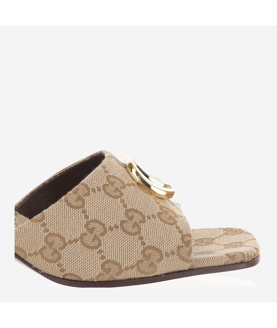 GUCCI Бежевые текстильные мюли, фото 4