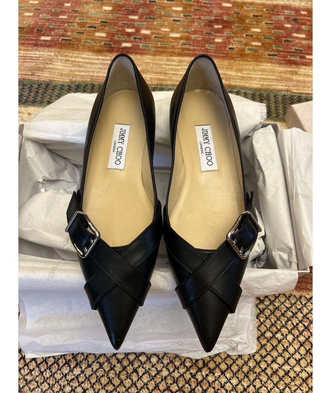 JIMMY CHOO Черные кожаные балетки, фото 2