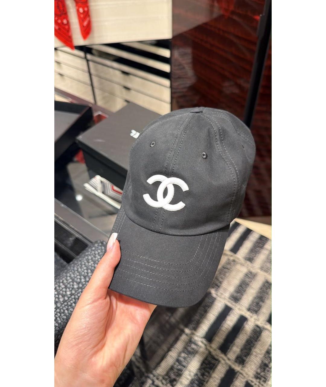 CHANEL Черная хлопковая кепка, фото 3