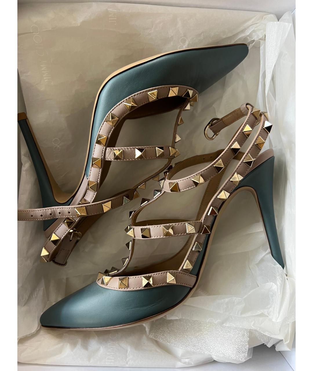 VALENTINO Бирюзовые кожаные туфли, фото 4
