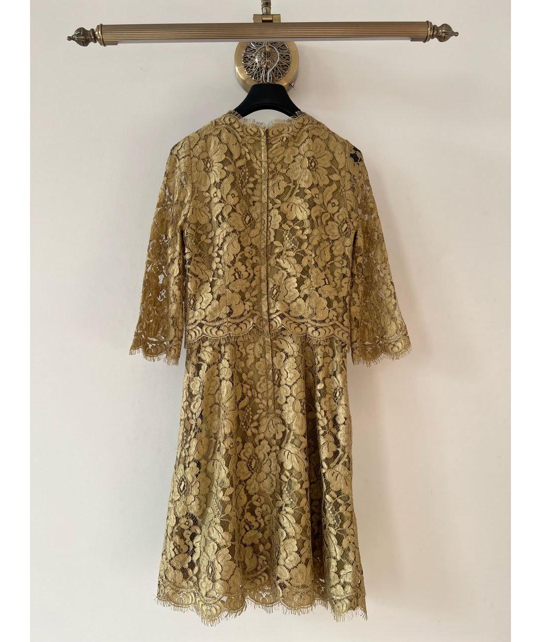 DOLCE&GABBANA Бежевое кружевное коктейльное платье, фото 2