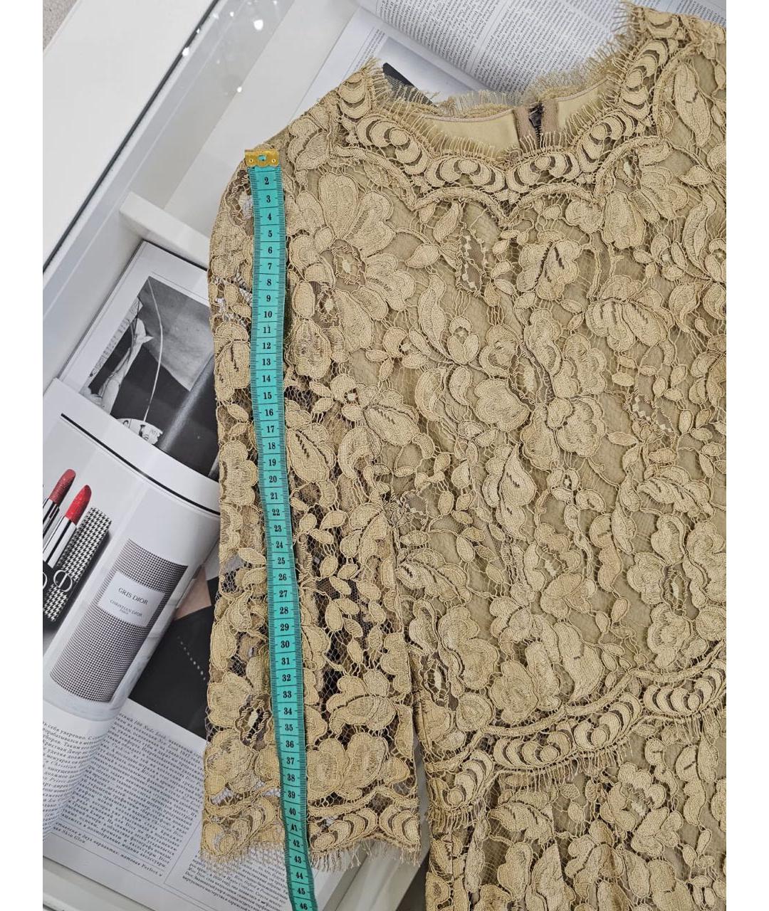 DOLCE&GABBANA Бежевое кружевное коктейльное платье, фото 6