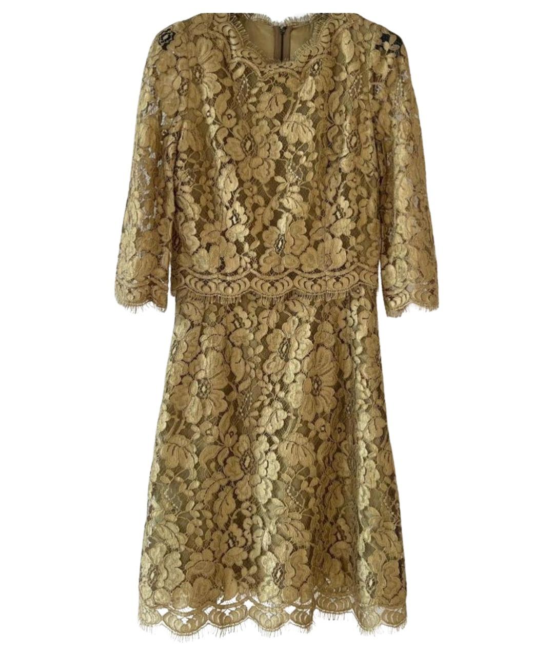 DOLCE&GABBANA Бежевое кружевное коктейльное платье, фото 1