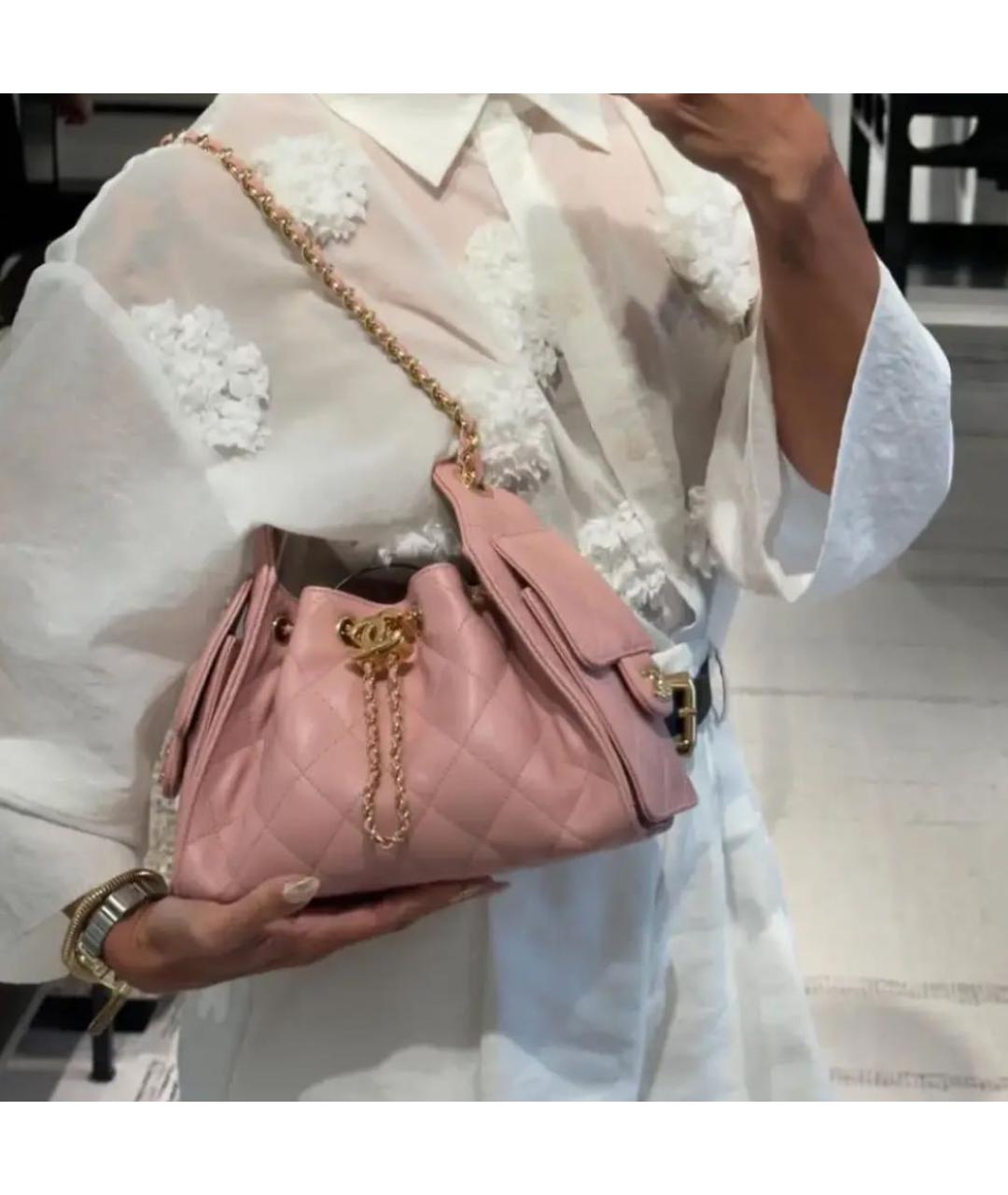 CHANEL Розовая кожаная сумка через плечо, фото 4