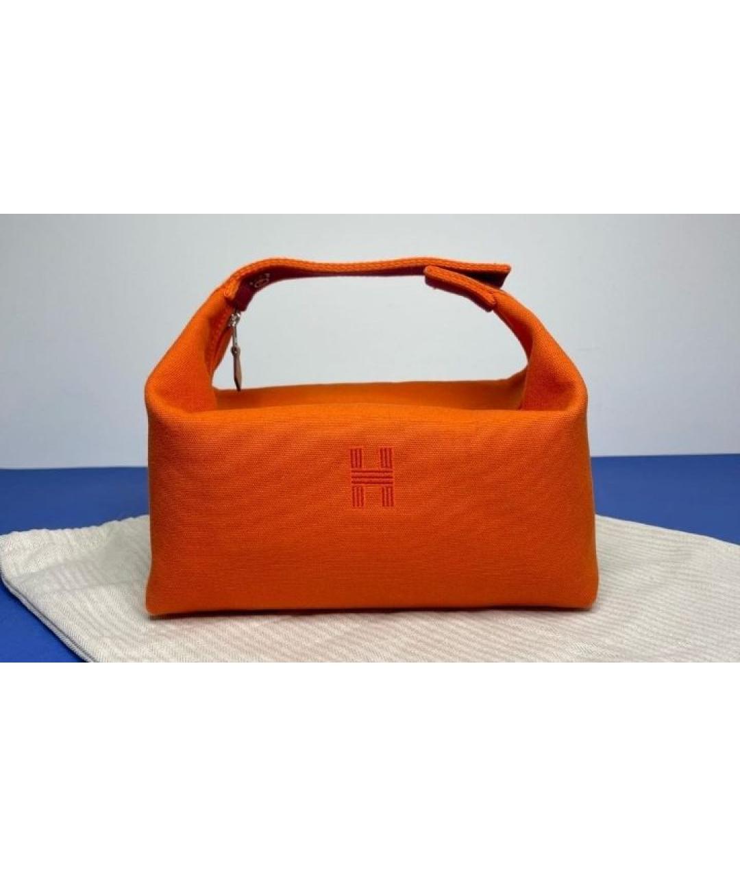HERMES Оранжевая косметичка, фото 7