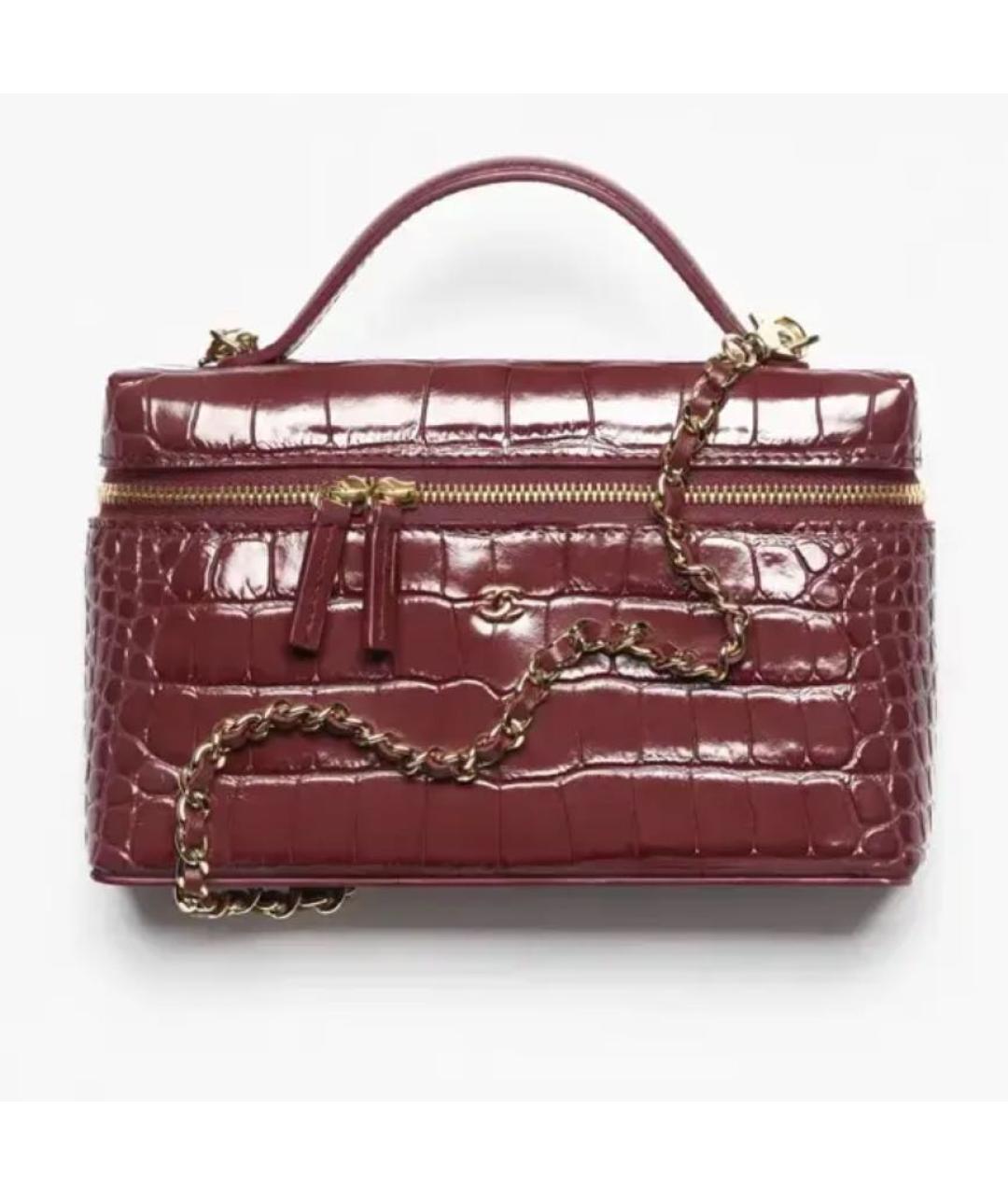 CHANEL Бордовая сумка через плечо из лакированной кожи, фото 5