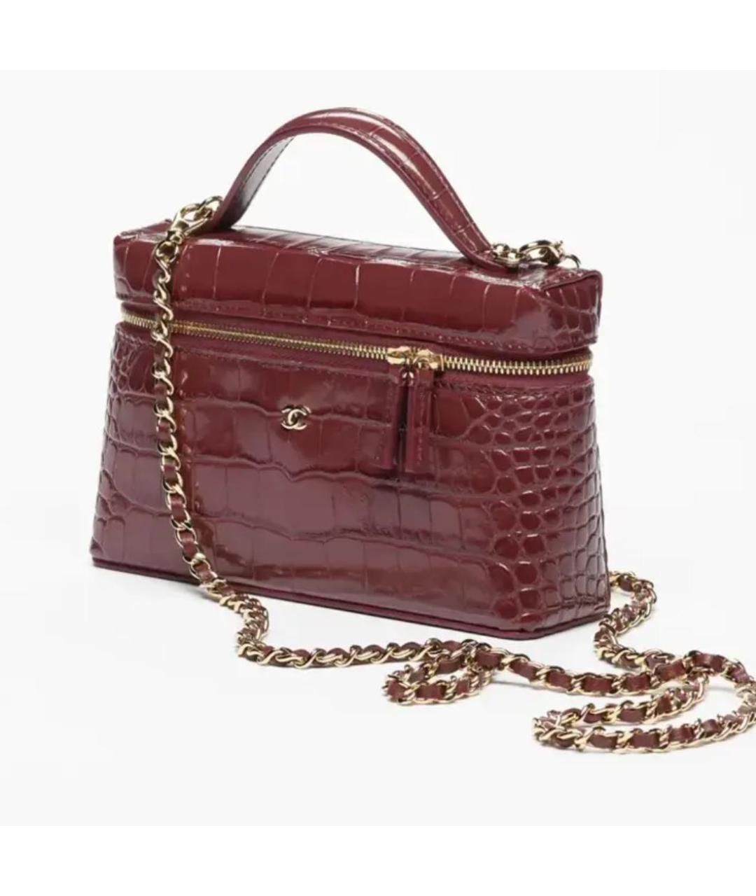 CHANEL Бордовая сумка через плечо из лакированной кожи, фото 4