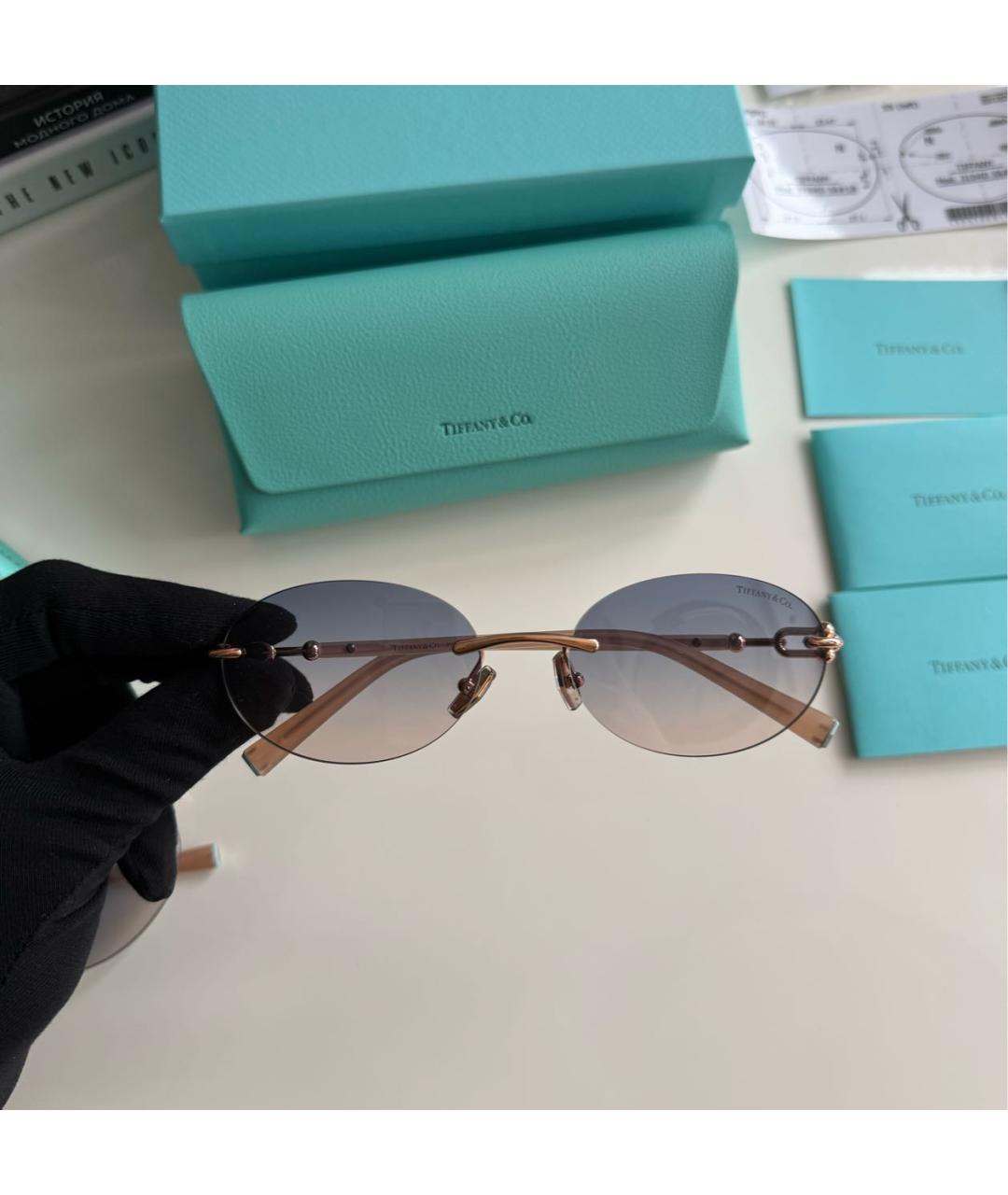 TIFFANY&CO Синие металлические солнцезащитные очки, фото 3
